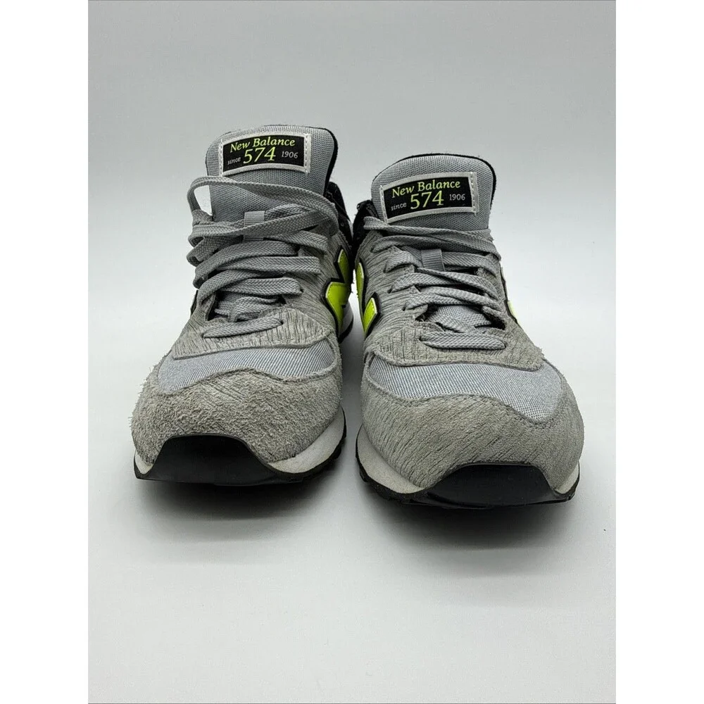 New Balance 9.5B 574 women's sneakers Shoes Gray Black Neon Yellow